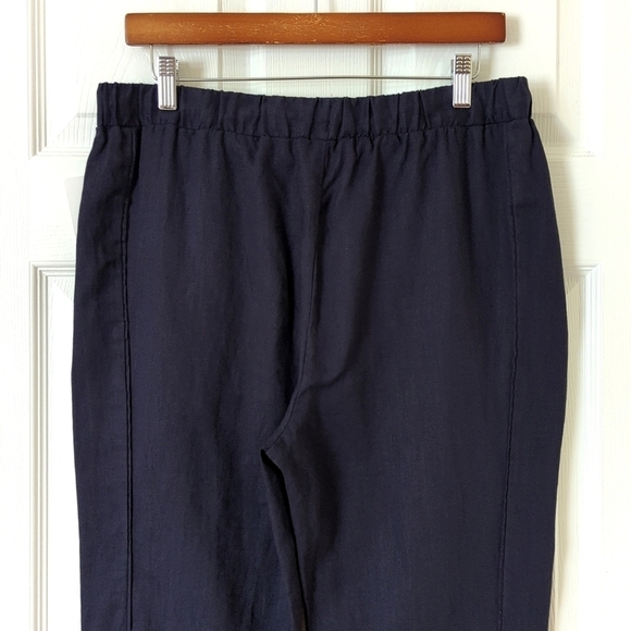 Ellen Tracy 100% Linen High Waisted Slim Tapered Leg Soft Pants Ink Navy Medium - Picture 5 of 14